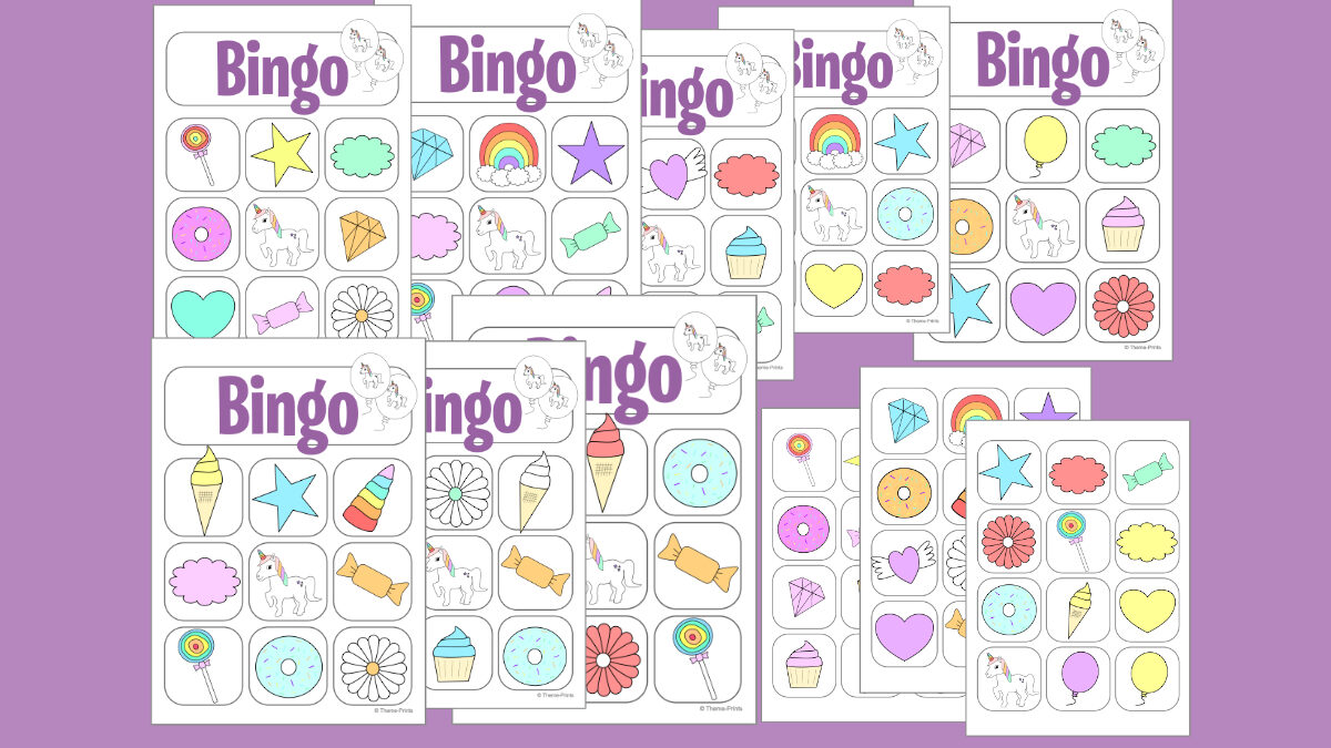 unicorn bingo printables party